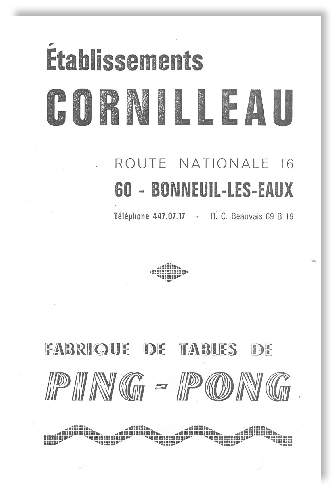 Cornilleau's first catalog about table tennis