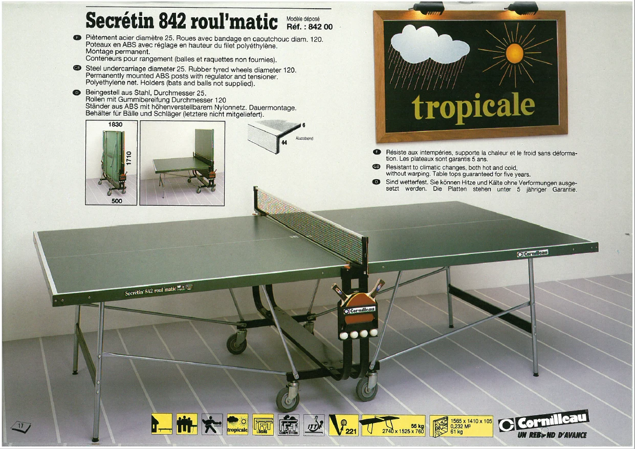 Catalog pages about the Tropicale tennis table